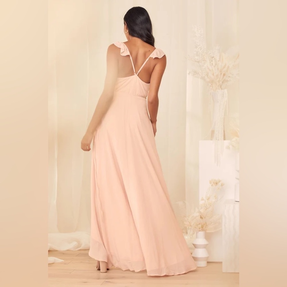 Lulus Here's to Us Blush Pink High-Low Wrap Dress Size Large - Picture 2 of 10